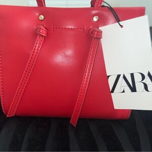 Zara Red Mini Bag with Glossy Finish